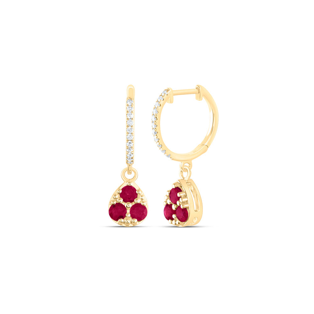 1/10CTW-DIA ANA M 5/8CTW RD-RU NAT GEM PEAR DANGLING EARRING Daisy Joyeria