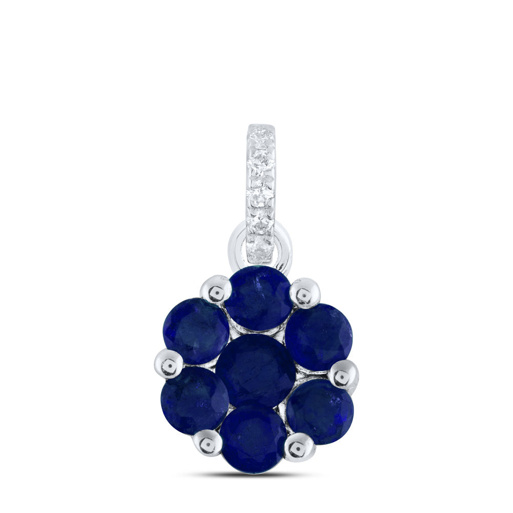 0.02CTW-DIA ANA M 1/2CTW RD-BS NAT GEM FLOWER PENDANT Daisy Joyeria
