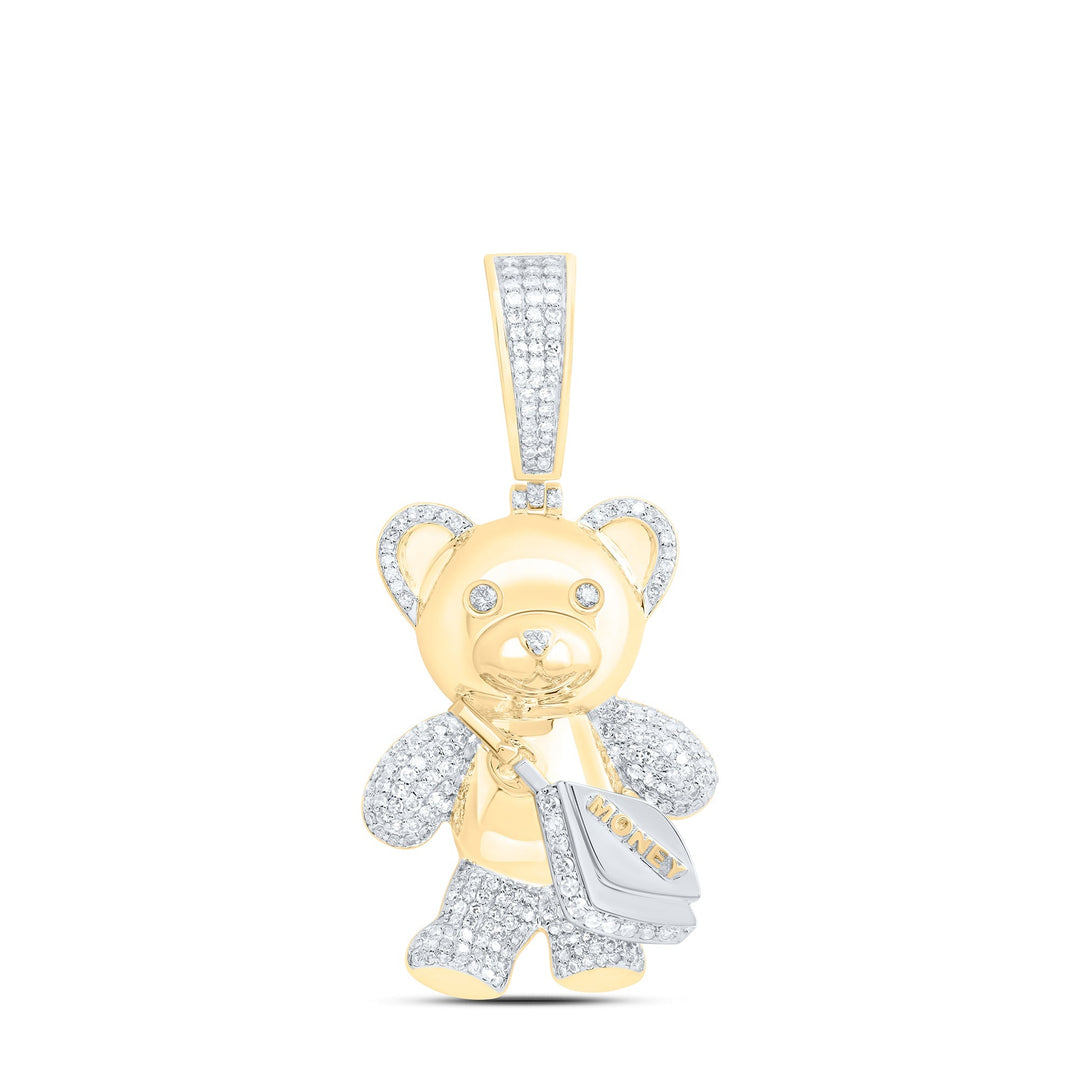 1CTW-DIA NK MONEY BAG TEDDY BEAR MENS CHARM Daisy Joyeria