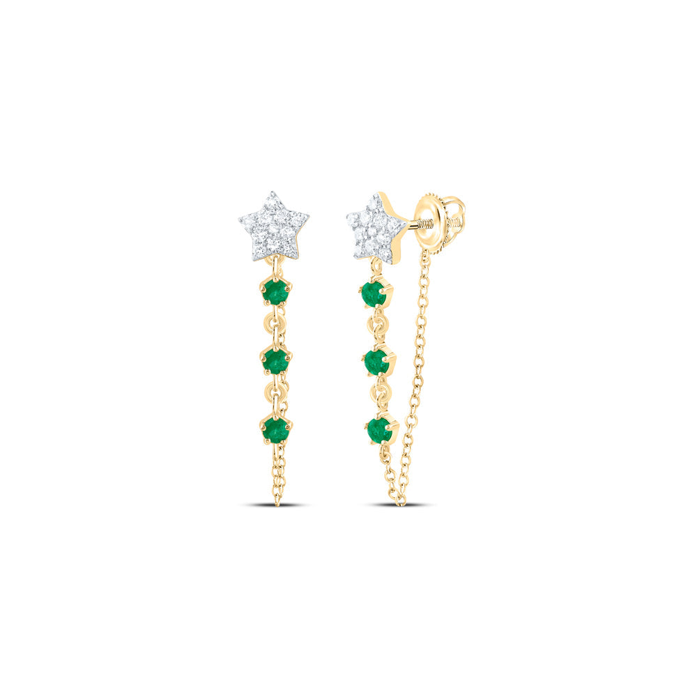 1/6CTW-NAT DIA CN 1/5CTW-RD-EM NAT GEM TWINKLE STAR EARRING Daisy Joyeria