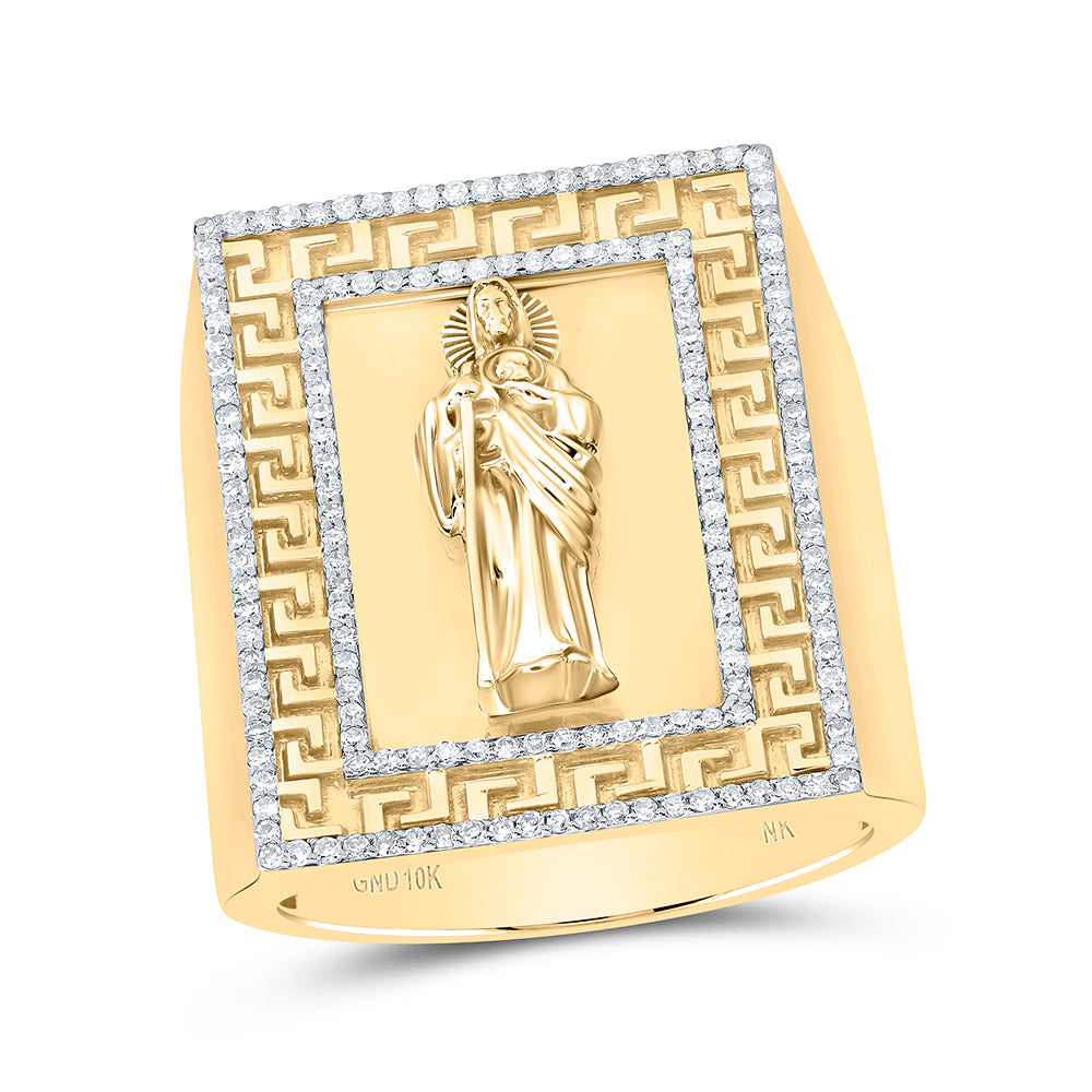 1/2CTW- DIA NK ST. JUDE MENS RING (1 INCHES VERSION) 10 Daisy Joyeria