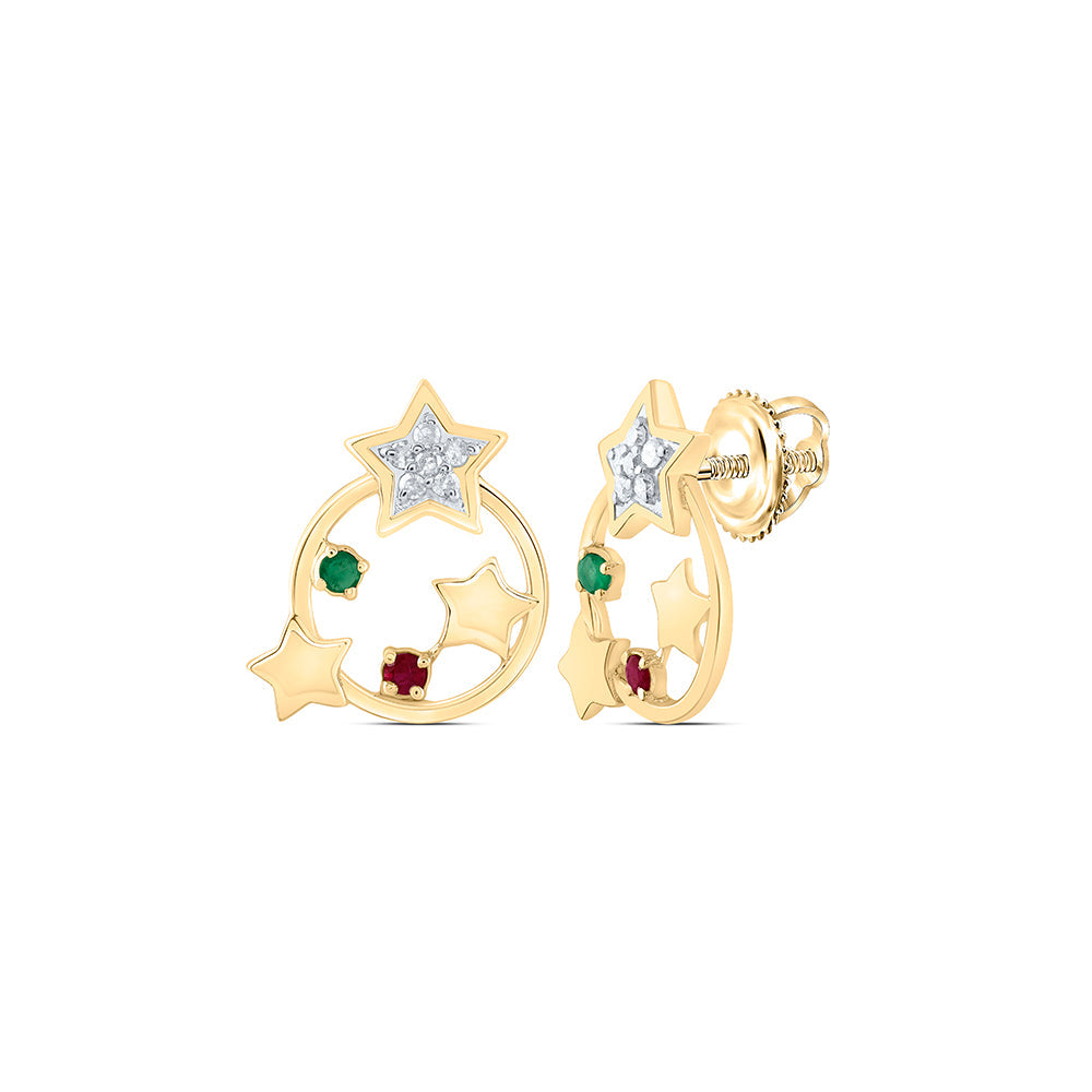1/20CTW-DIA P1 1/20CTW-RD-EM,1/20CTW-RD-RU NAT GEM EARRING Daisy Joyeria