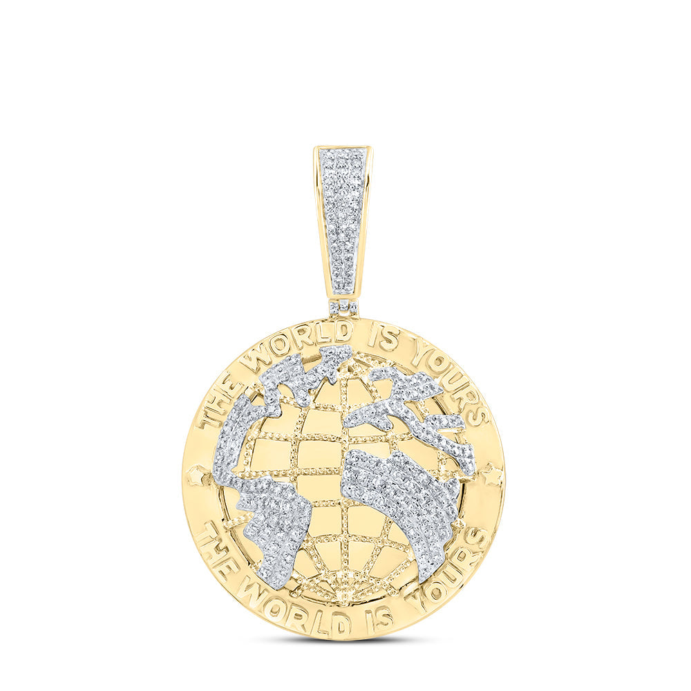 7/8CTW-DIA NK "THE WORLD IS YOURS" MENS CHARM Daisy Joyeria