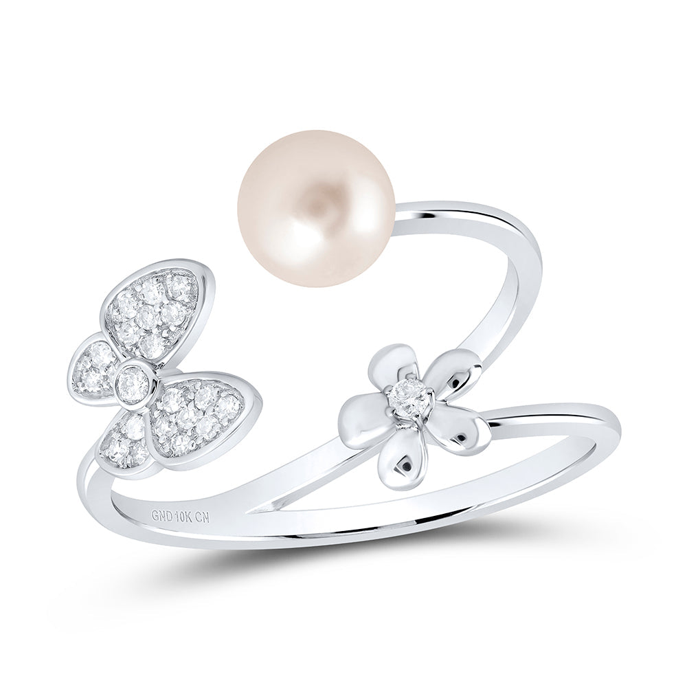 1/10CTW-DIA CN 6MM-PEARL BUTTERFLY LADIES RING 7 Daisy Joyeria