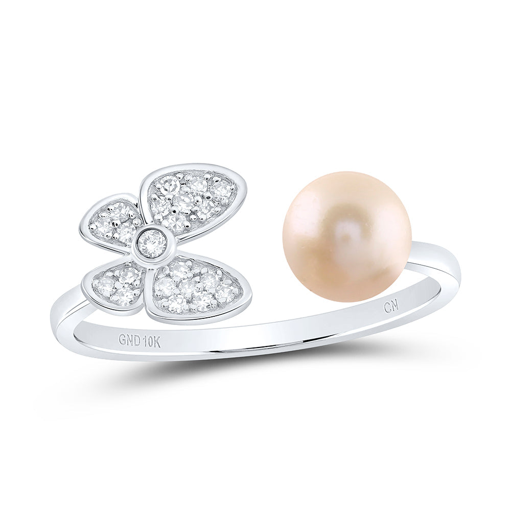 1/10CTW-DIA CN 6MM-PEARL BUTTERFLY LADIES RING 7 Daisy Joyeria