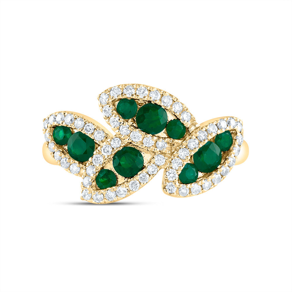 1/3CTW-DIA ANA M 3/4CTW RD-EM NAT GEM RING 7 Daisy Joyeria