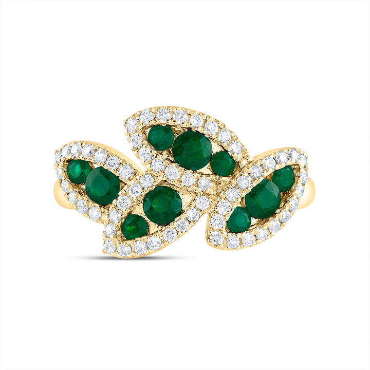 1/3CTW-DIA ANA M 3/4CTW RD-EM NAT GEM RING 7 Daisy Joyeria