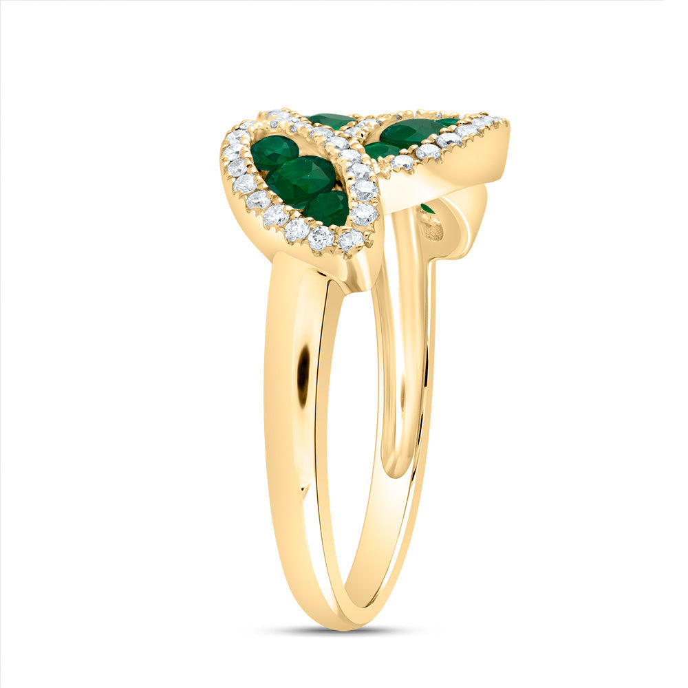 1/3CTW-DIA ANA M 3/4CTW RD-EM NAT GEM RING 7 Daisy Joyeria