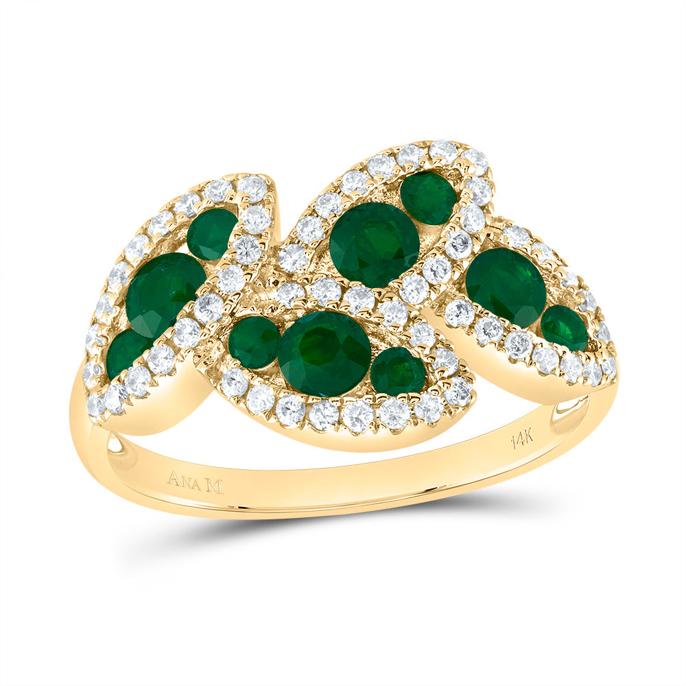 1/3CTW-DIA ANA M 3/4CTW RD-EM NAT GEM RING 7 Daisy Joyeria