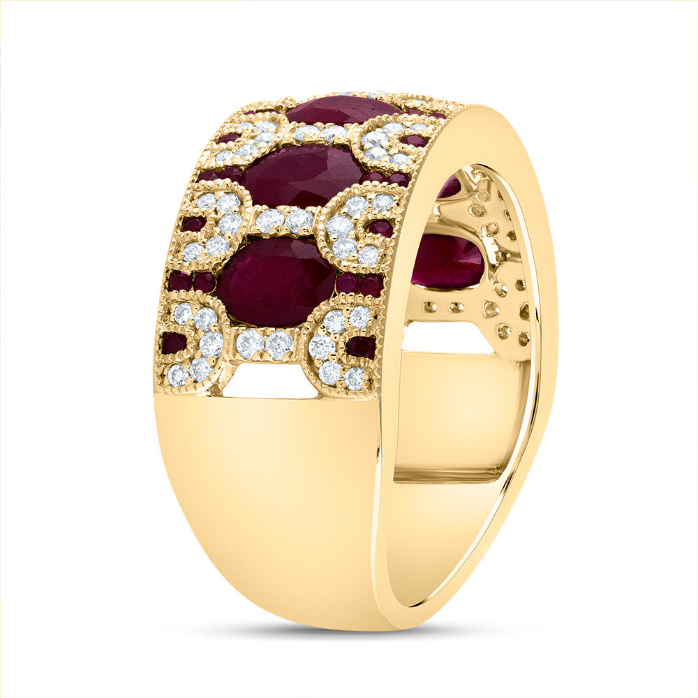 1/3CTW-DIA ANA M 2 1/2CTW OV-RU, 1/5CTW RD-RU NAT GEM RING 7 Daisy Joyeria