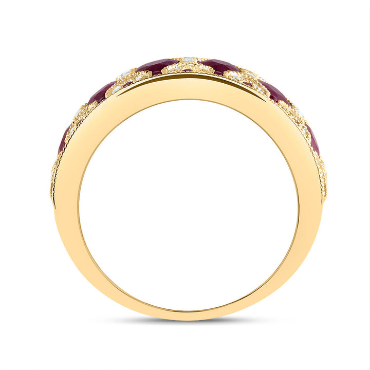 1/3CTW-DIA ANA M 2 1/2CTW OV-RU, 1/5CTW RD-RU NAT GEM RING 7 Daisy Joyeria