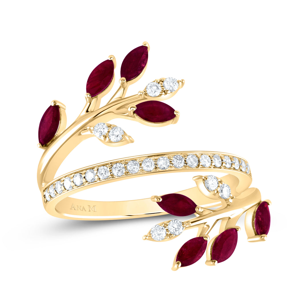 1/4CTW-DIA ANA M 3/4CTW-MQ-RU NAT GEM FASHION RING 7 Daisy Joyeria