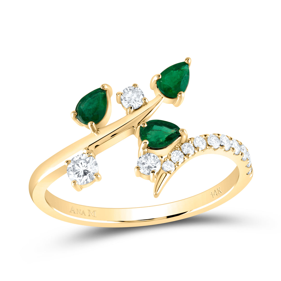 1/4CTW-DIA ANA M 1/3CTW-PS-EM NAT GEM FASHION RING 7 Daisy Joyeria