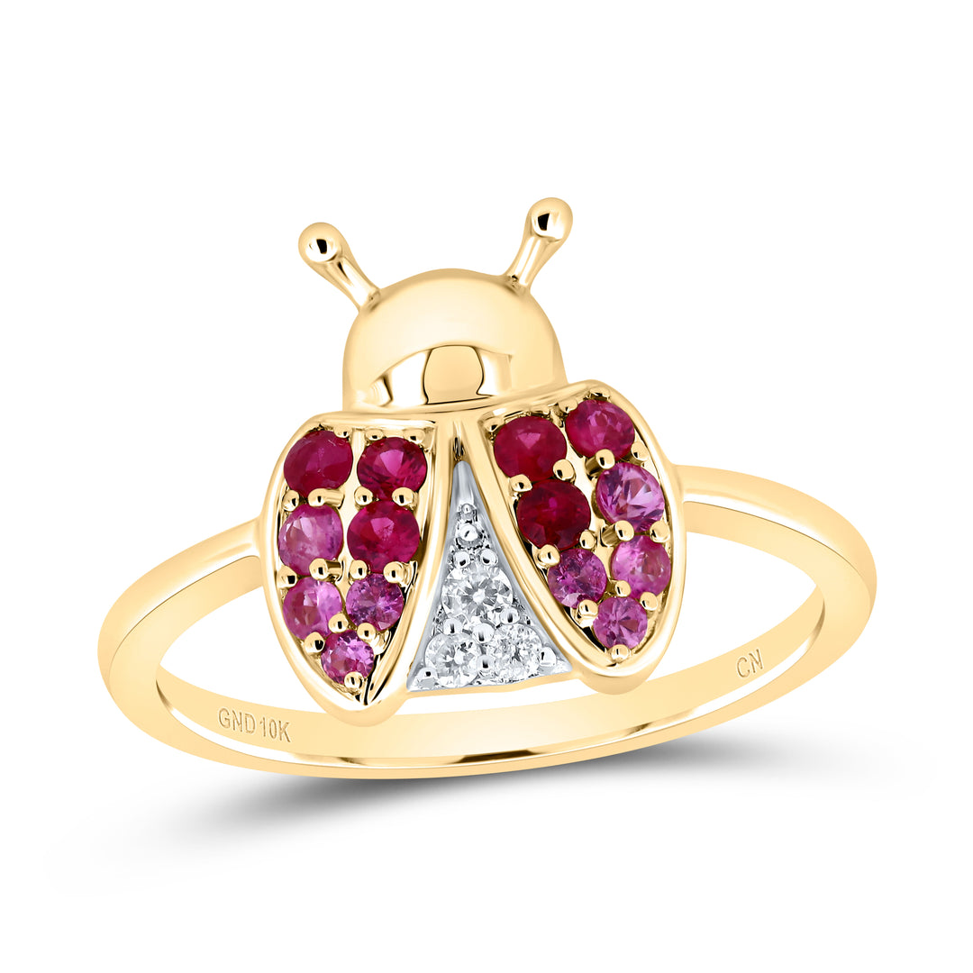 1/20CTW-DIA CN 1/4CTW-RD-PINK SAPP, 1/4CTW-RD-RU, NAT GEM RING 7 Daisy Joyeria