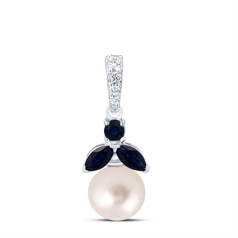 1/20CTW-DIA ANA M 1/5 BS, 6MM-PEARL NAT GEM PENDANT Daisy Joyeria