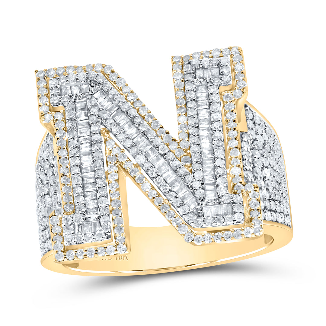 1 5/8CTW-DIA P1 INITIAL "N" MEN'S RING 10 Daisy Joyeria