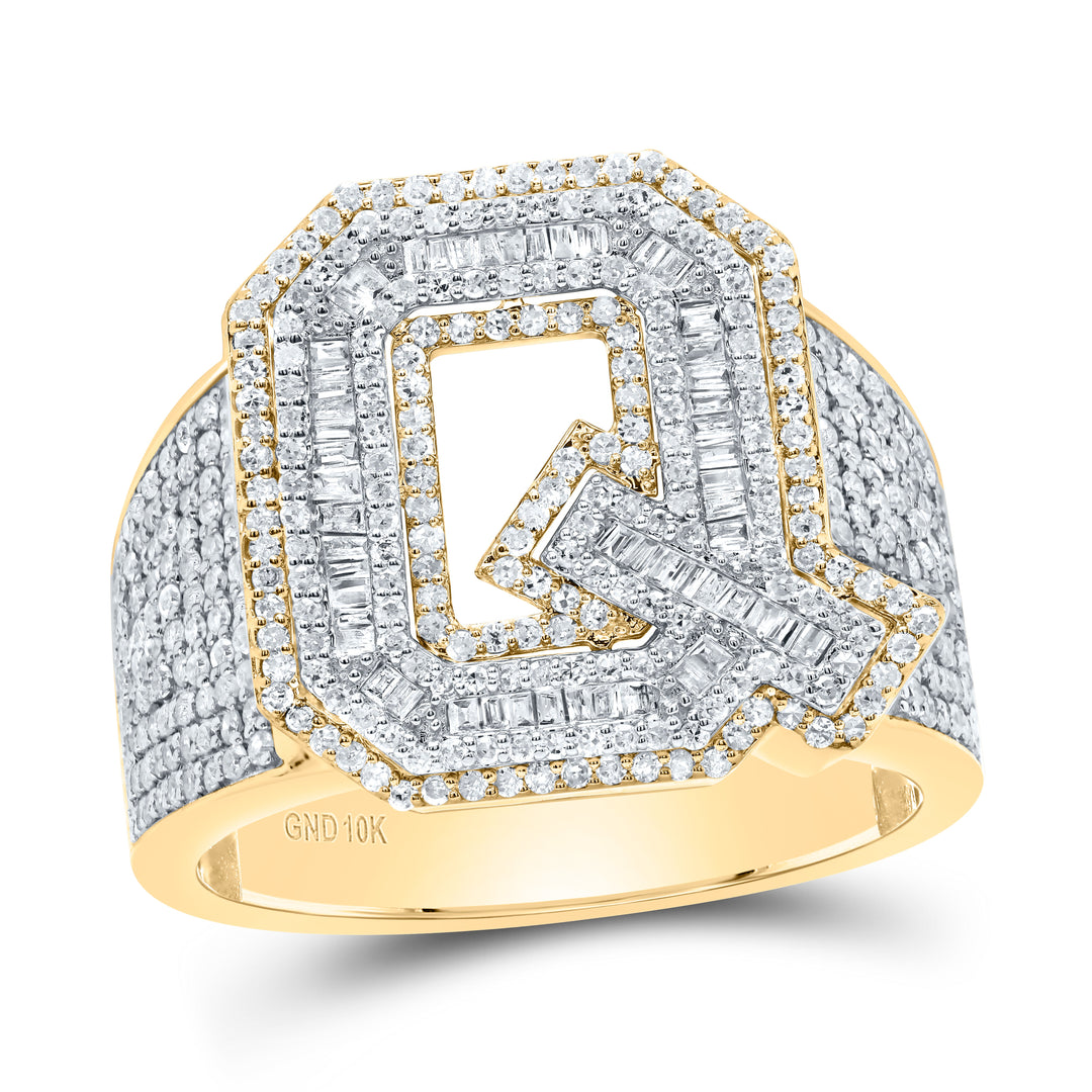 1 1/2CTW-DIA P1 INITIAL "Q" MEN'S RING 10 Daisy Joyeria