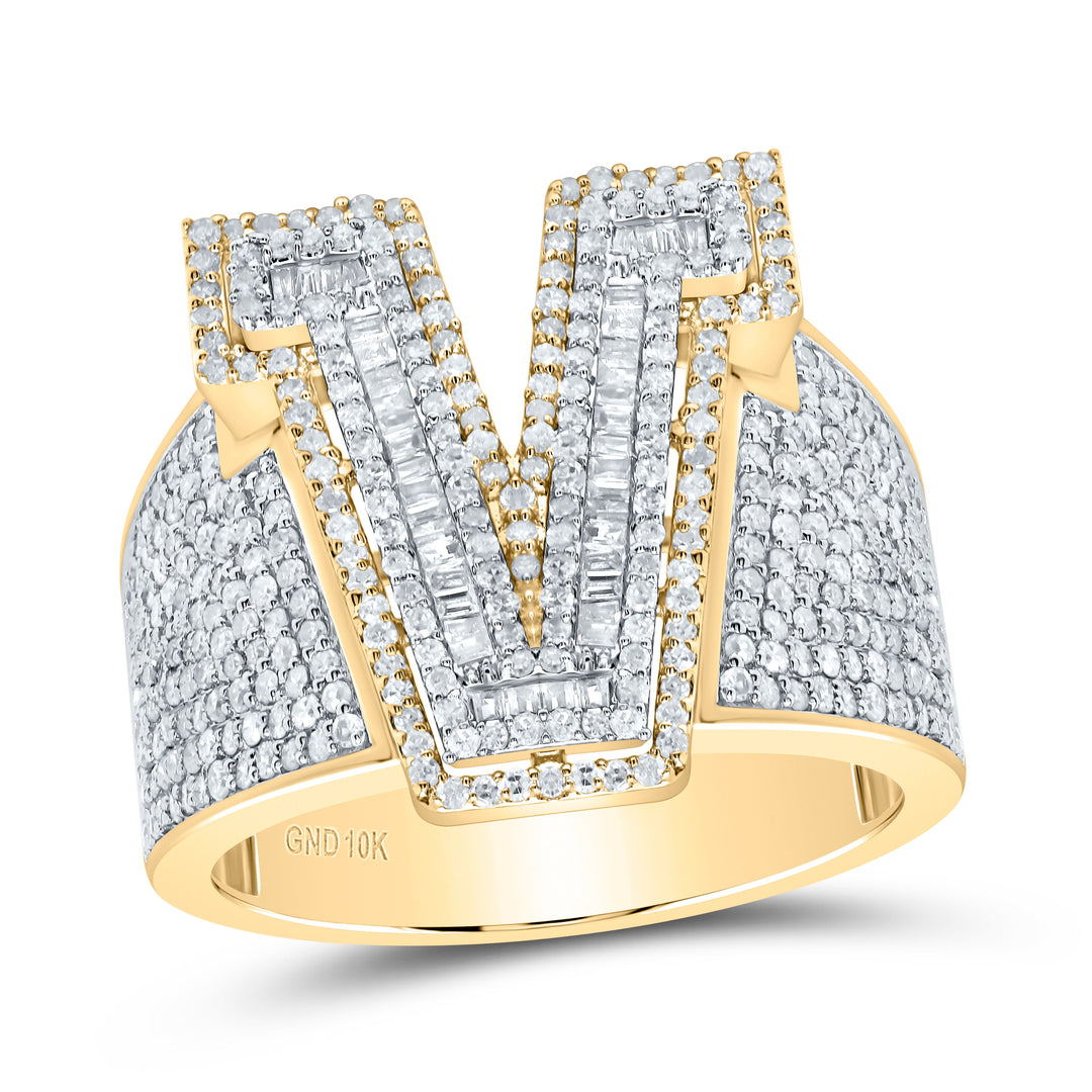 1 1/2CTW-DIA P1 INITIAL "V" MEN'S RING 10 Daisy Joyeria