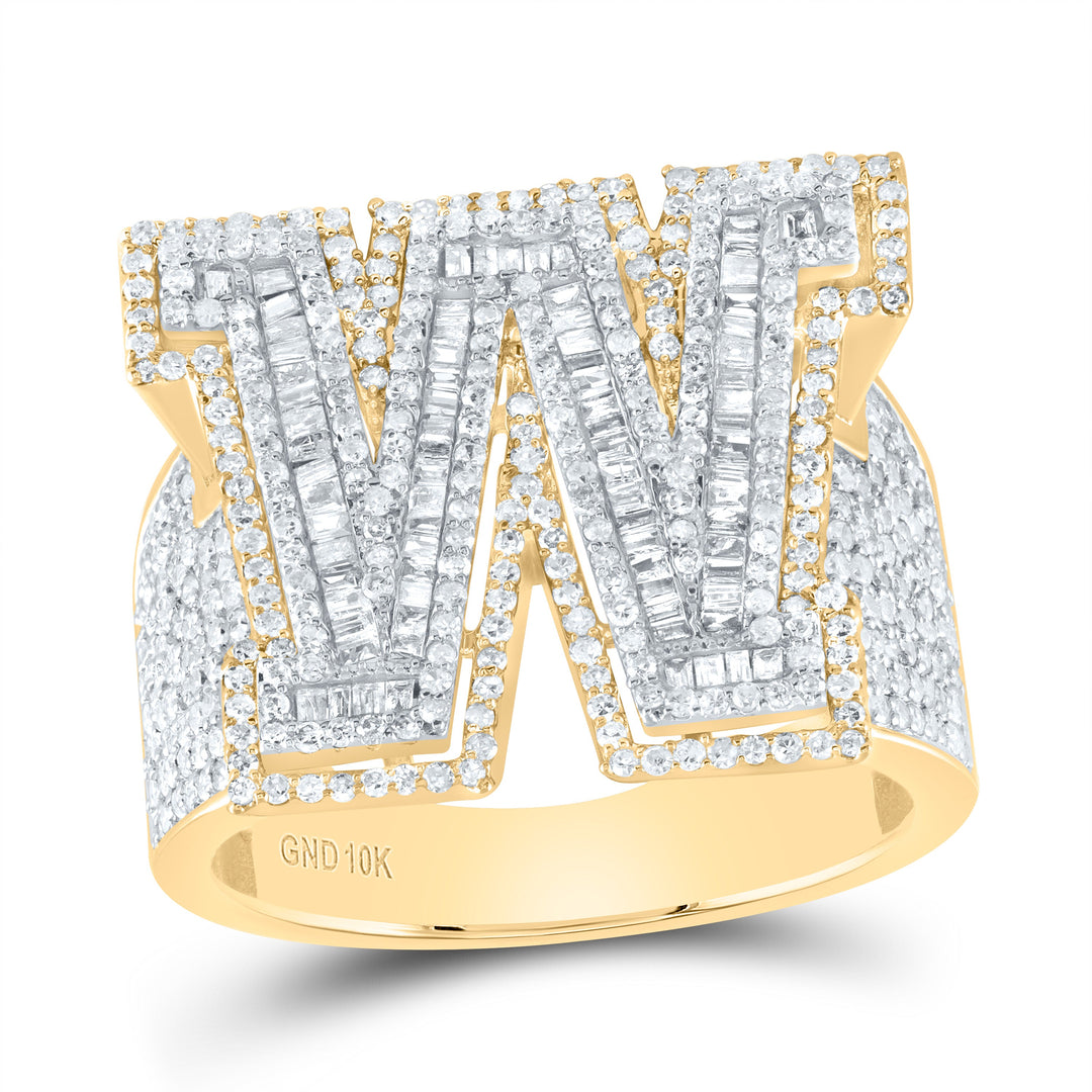 1 3/4CTW-DIA P1 INITIAL "W" MEN'S RING 10 Daisy Joyeria