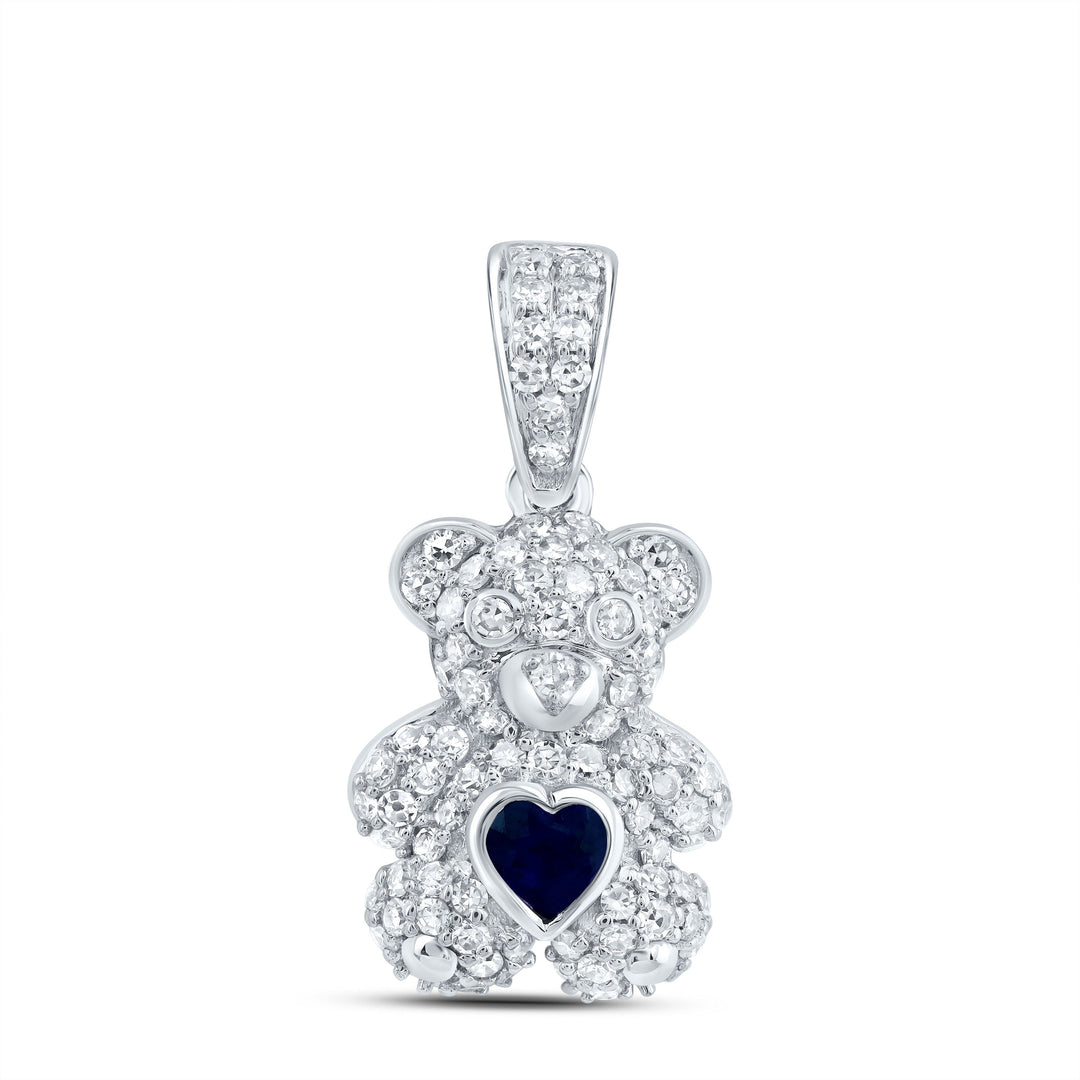 1/3CTW-DIA NK 3X3MM HS-BS NAT GEM HEART TEDDY BEAR PENDANT Daisy Joyeria