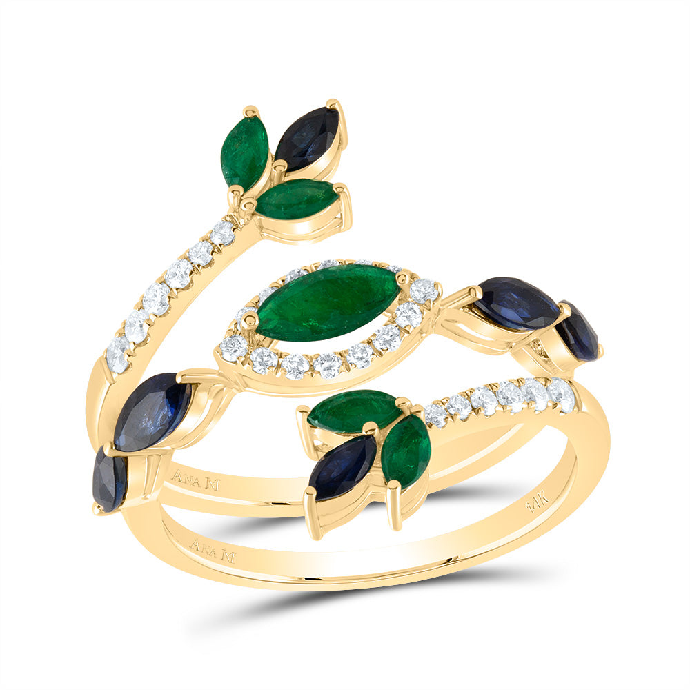 1/4CTW-NAT DIA ANA M 5/8CTW MQ-EM, 1CTW MQ-BS NAT GEM RING 7 Daisy Joyeria