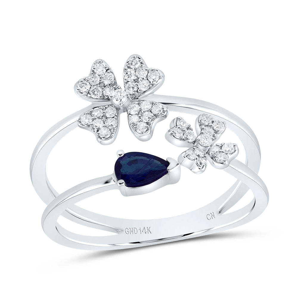 1/5CTW-NAT DIA CN 5X3MM PS-BS NAT GEM FASHION FLOWER RING 7 Daisy Joyeria