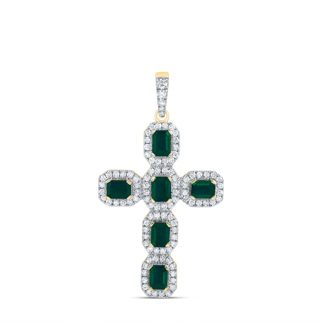 1/2CTW-NAT DIA CN 1 1/4CTW-EM-EM NAT GEM CROSS PENDANT Daisy Joyeria