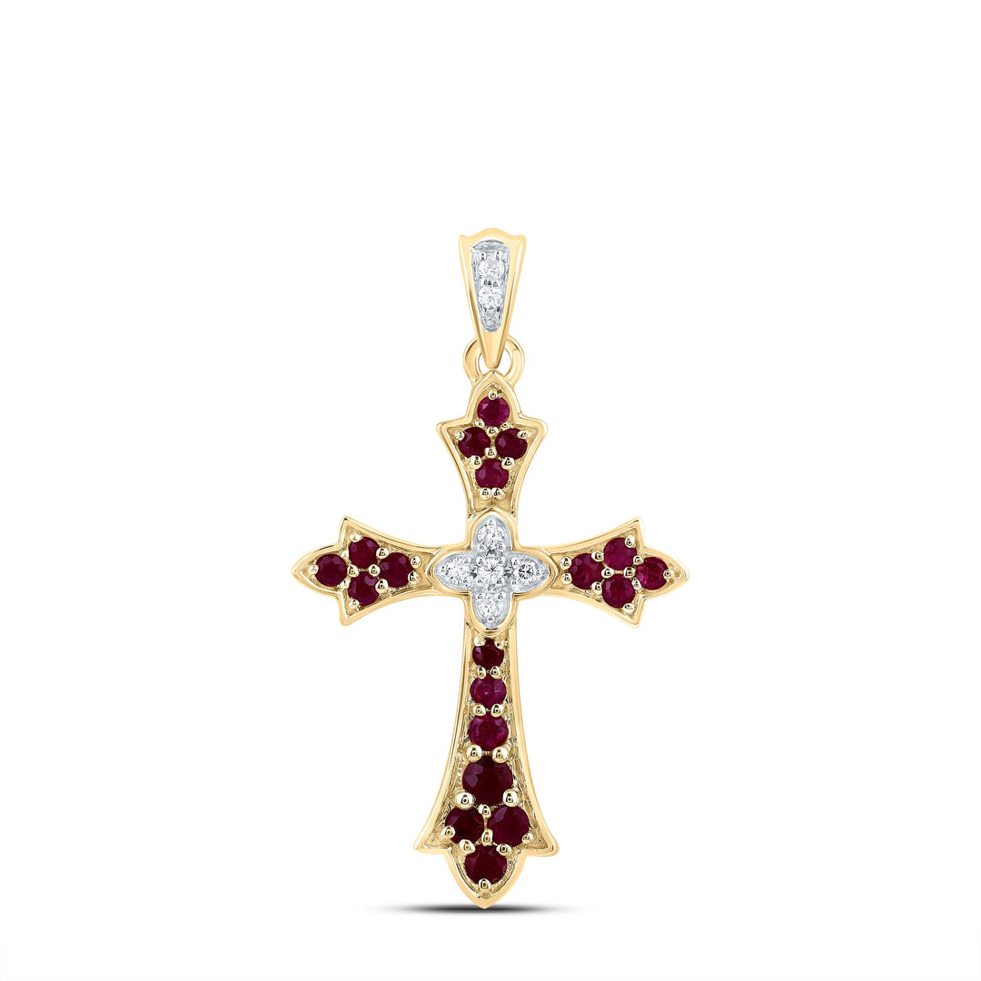 1/20CTW-NAT DIA CN 1/3CTW-RD-RU NAT GEM CROSS PENDANT Daisy Joyeria