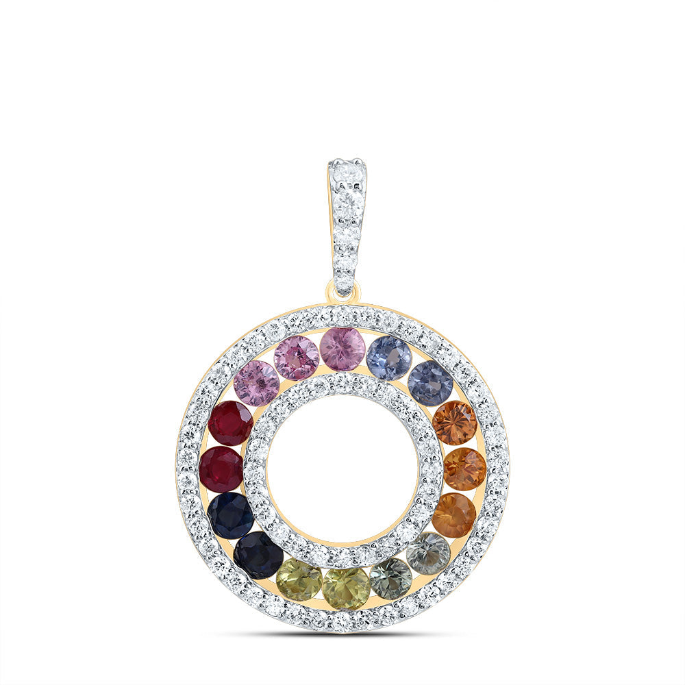 1/2CTW-NAT DIA CN 1 1/2CTW RD-NAT GEM MULTI CLR SAPPHIRE PENDANT Daisy Joyeria