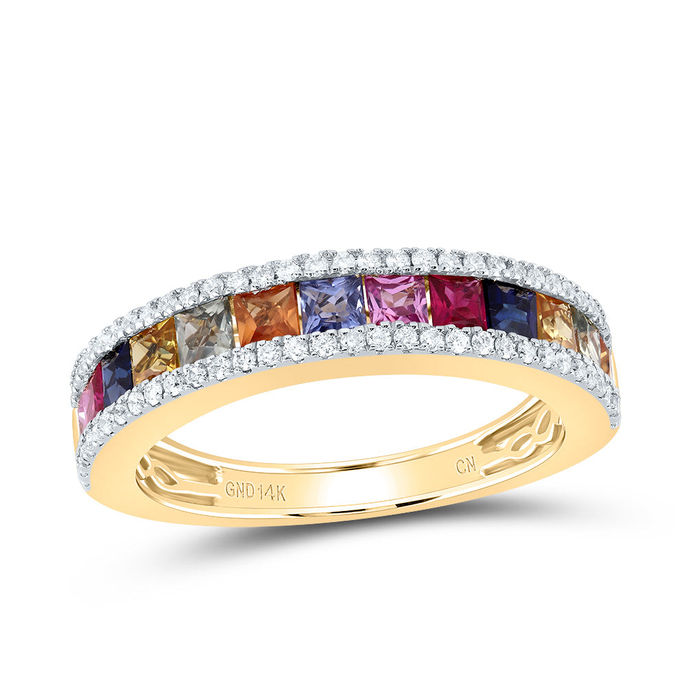 1/4CTW-NAT DIA CN 1 3/8CTW PR-NAT GEM MULTI CLR SAPPHIRE RING 7 Daisy Joyeria