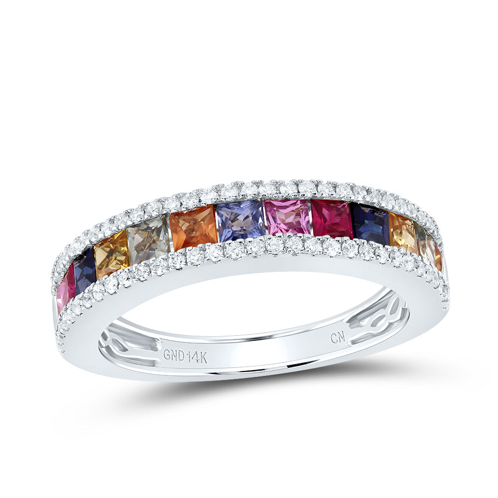 1/4CTW-NAT DIA CN 1 3/8CTW PR-NAT GEM MULTI CLR SAPPHIRE RING 7 Daisy Joyeria