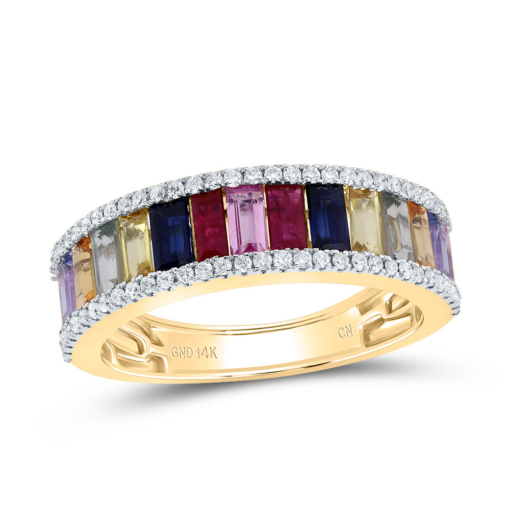 1/4CTW-NAT DIA CN 2CTW BAG-NAT GEM MULTI CLR SAPPHIRE RING 7 Daisy Joyeria