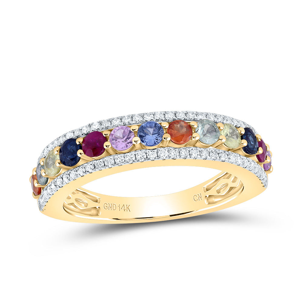 1/4CTW-NAT DIA CN 1 CTW RD-NAT GEM MULTI CLR SAPPHIRE RING 7 Daisy Joyeria