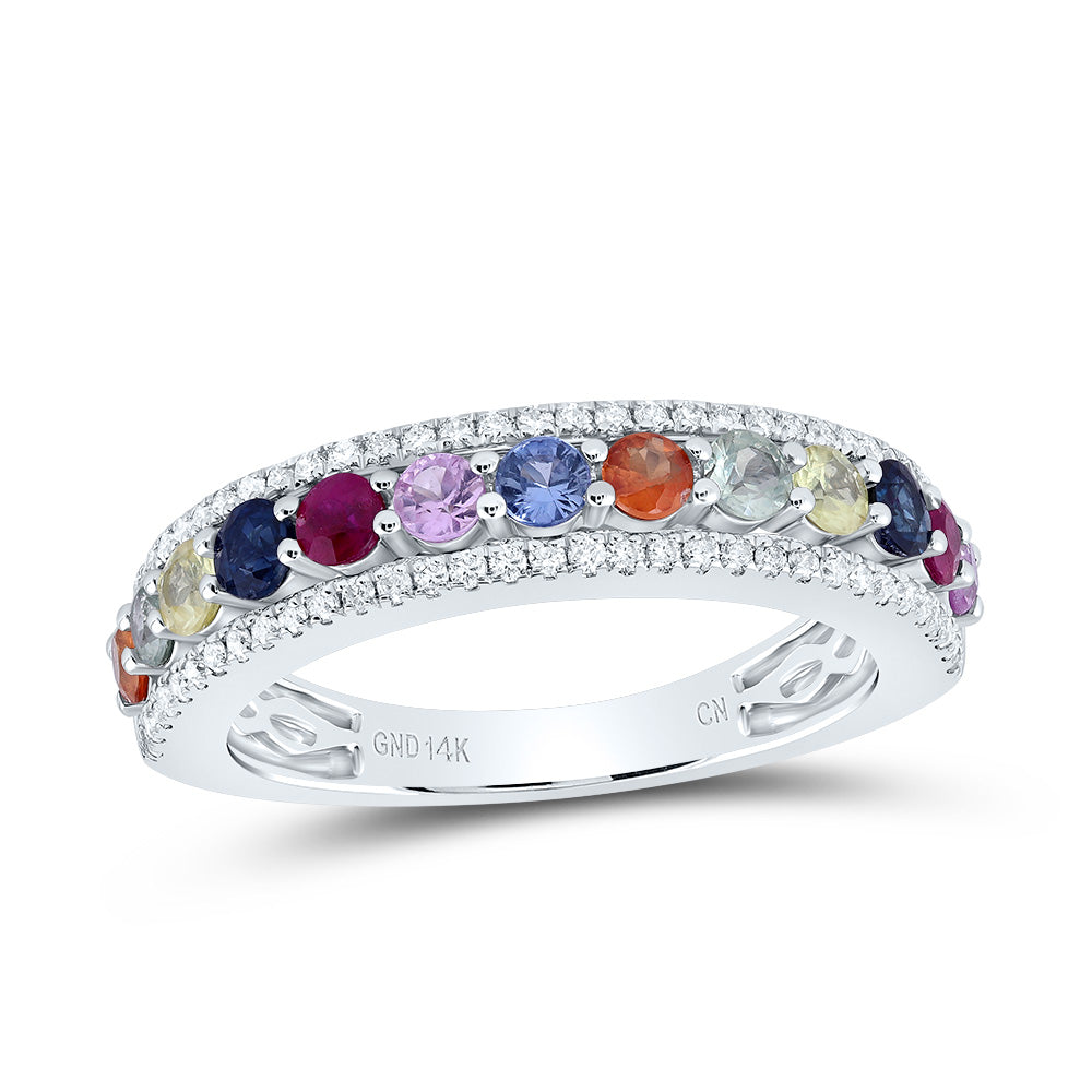 1/4CTW-NAT DIA CN 1 CTW RD-NAT GEM MULTI CLR SAPPHIRE RING 7 Daisy Joyeria
