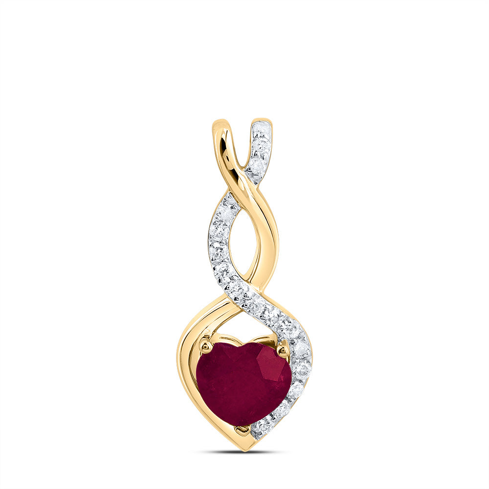 1/10CTW-NAT DIA CN 5 MM HEART-RUBY NAT GEM PENDANT Daisy Joyeria
