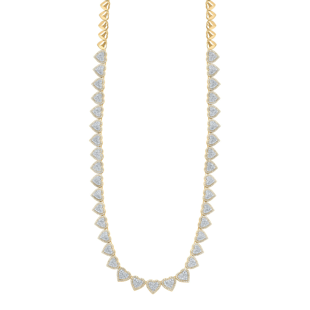 4CTW-NAT DIA NK FASHION HEART NECKLACE (17 INCH) Daisy Joyeria