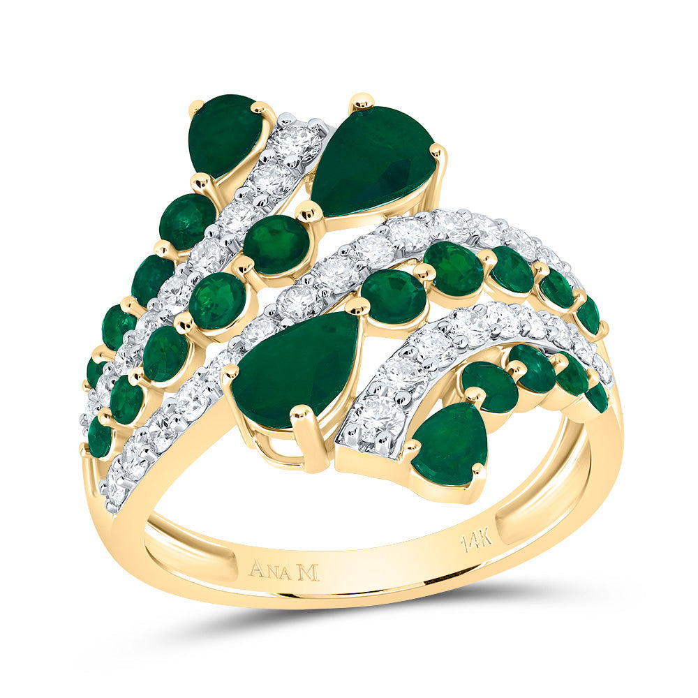 3/4CTW-NAT DIA ANA M 3/4CTW RD-EM, 1CTW PS-EM NAT GEM RING 7 Daisy Joyeria