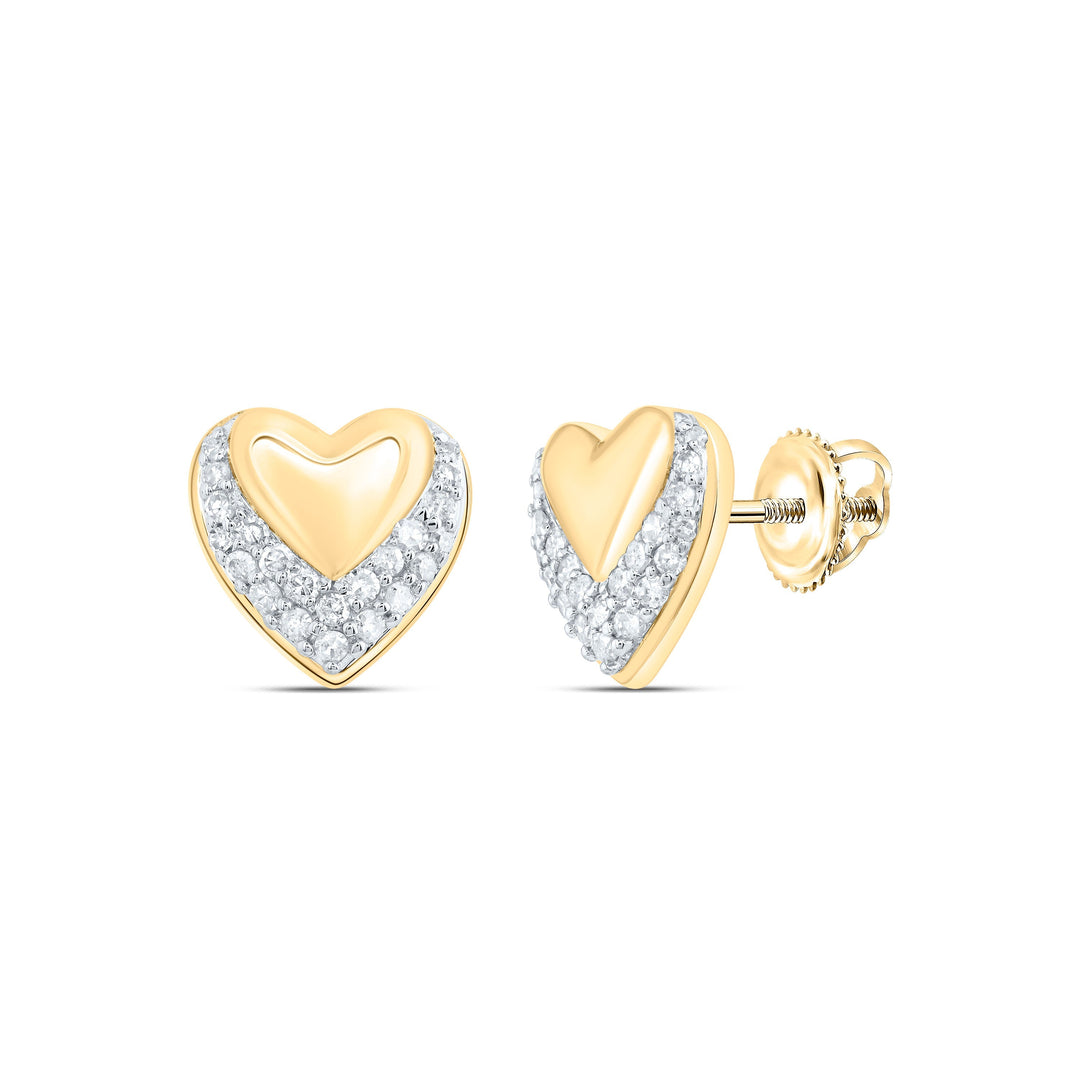1/4CTW-NAT DIA P1 GIFT HEART STUD EARRING Daisy Joyeria
