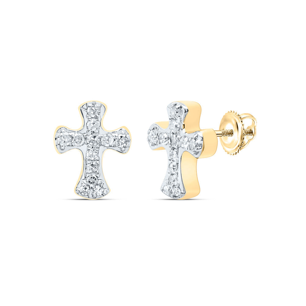 1/10CTW-NAT DIA P1 GIFT CROSS EARRING Daisy Joyeria