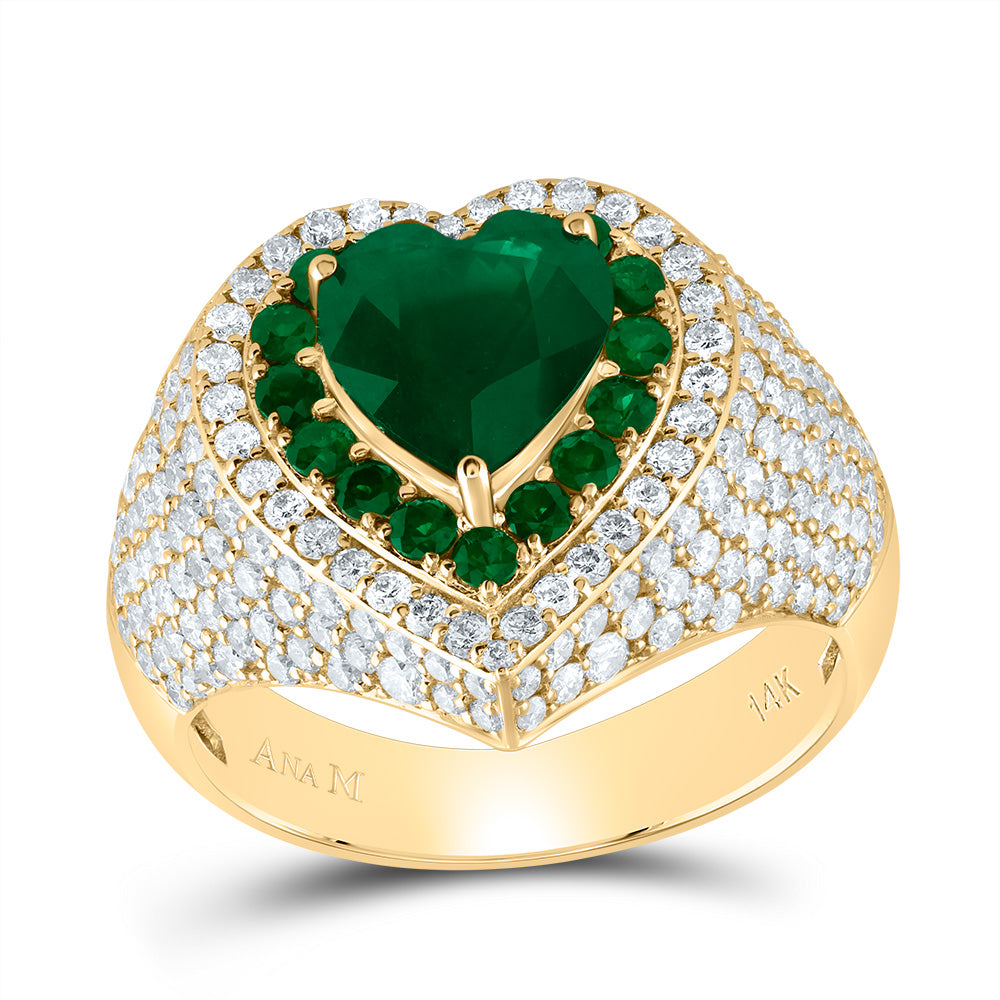 1 5/8CTW-NAT DIA ANA M 1 3/4CTW HS-EM 3/8CTW-RD-EM  NAT GEM HEART RING 7 Daisy Joyeria