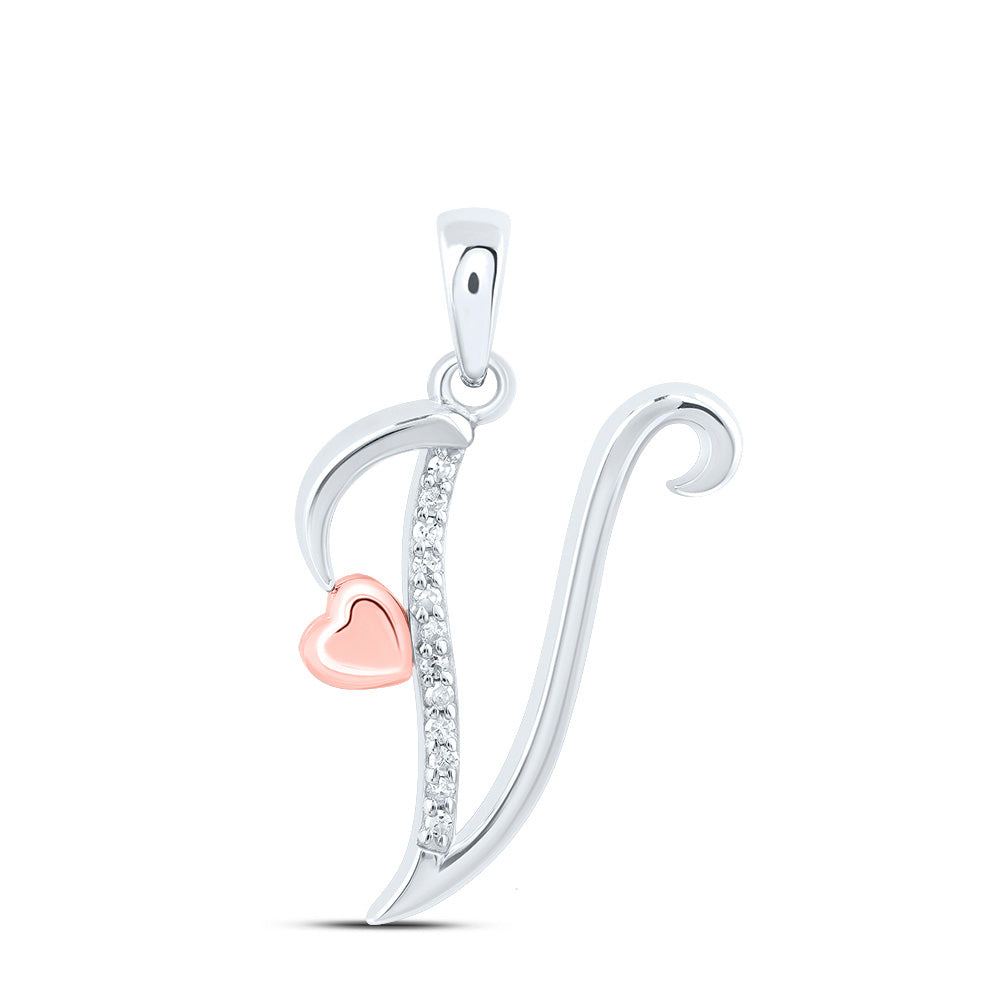 1/20CTW-NAT DIA P1 GIFT INITIAL "V" PENDANT Daisy Joyeria
