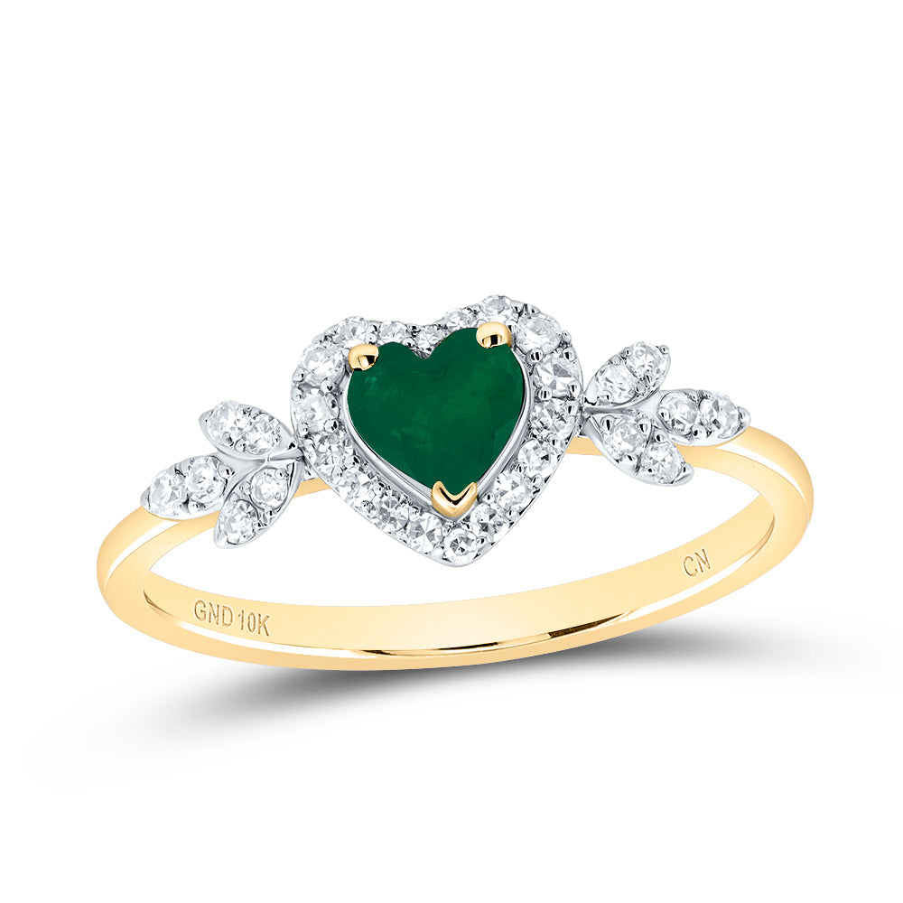 1/5CTW-NAT DIA CN 4.5MM HT-EM NAT GEM HEART RING 7 Daisy Joyeria