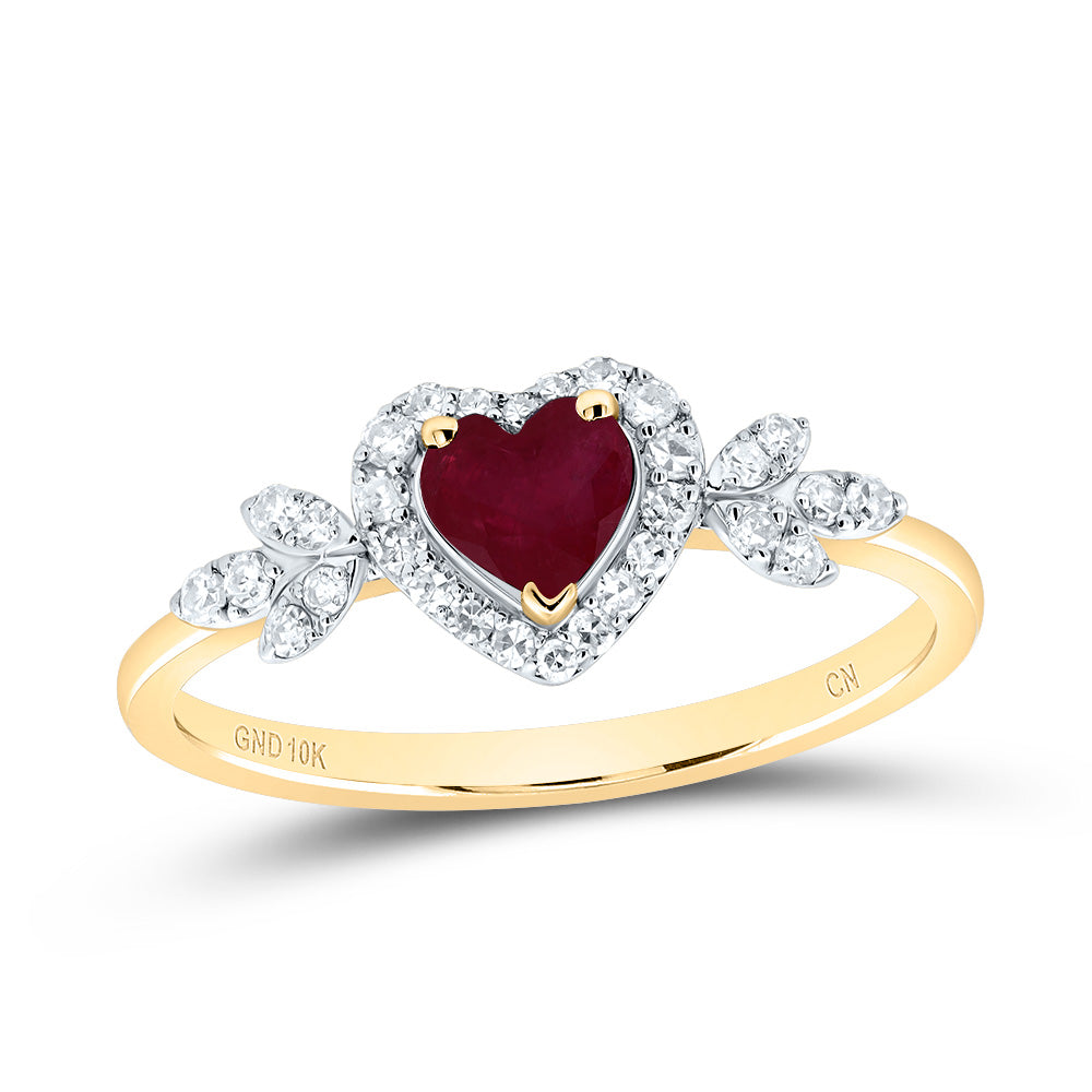 1/5CTW-NAT DIA CN 4.5MM HT-RU NAT GEM HEART RING 7 Daisy Joyeria