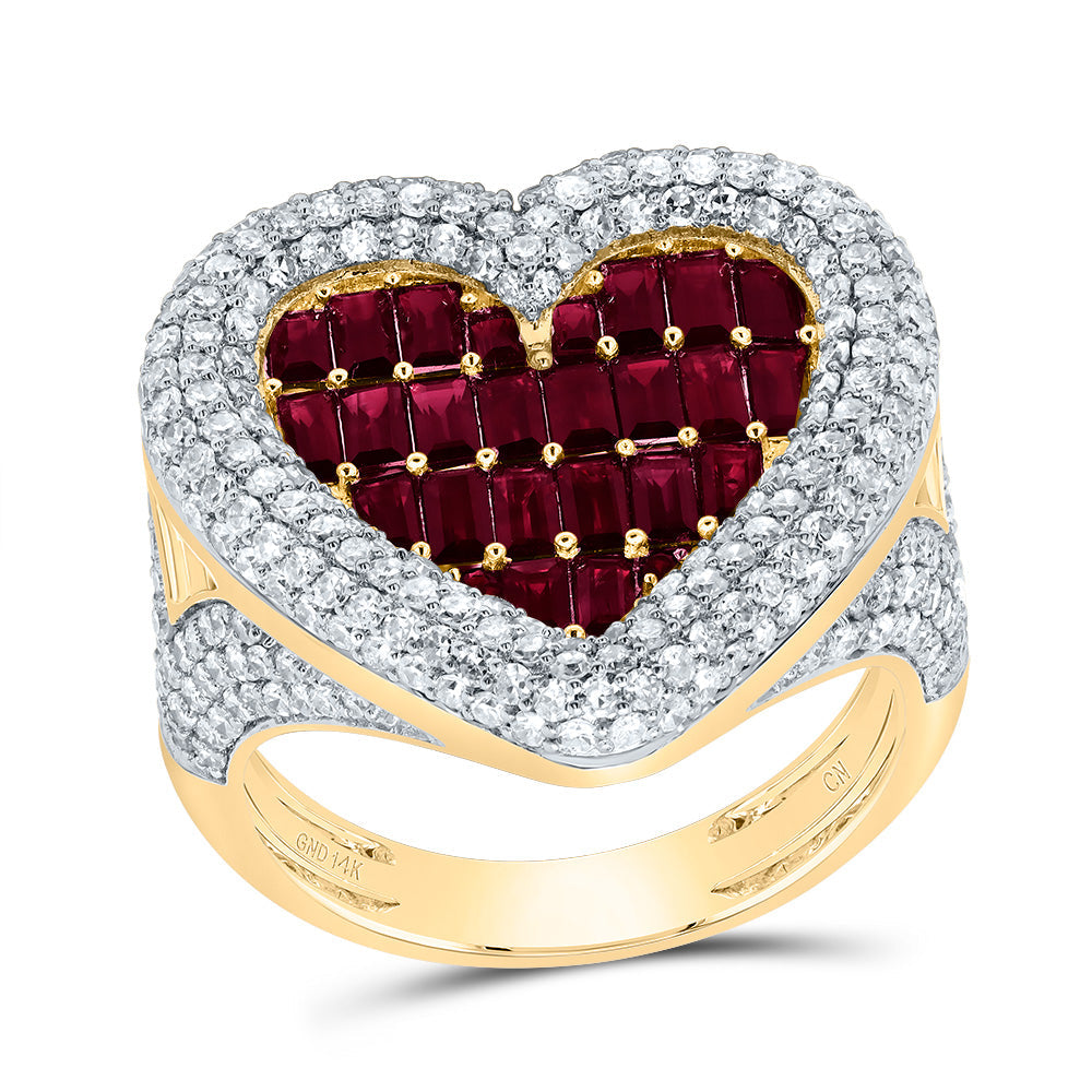 1 5/8CTW-NAT DIA CN 1/20CTW-RD-RU,1 1/2CTW-BAG-RU, NAT GEM HEART RING 7 Daisy Joyeria