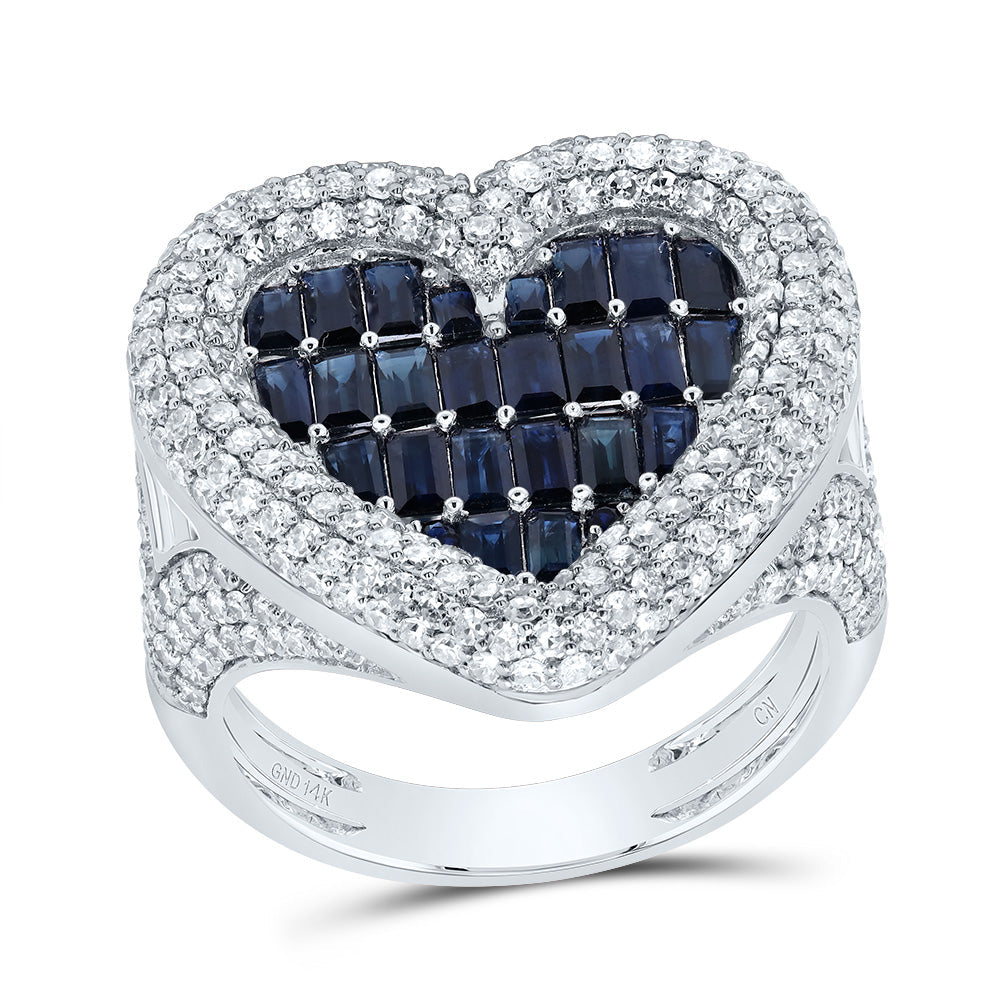 1 5/8CTW-NAT DIA CN 0.014CTW-RD-BS, 1 3/4CTW-BAG-BS, NAT GEM HEART RING 7 Daisy Joyeria
