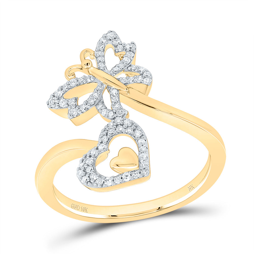 1/5CTW-NAT DIA NK BUTTERFLY HEART RING 7 Daisy Joyeria