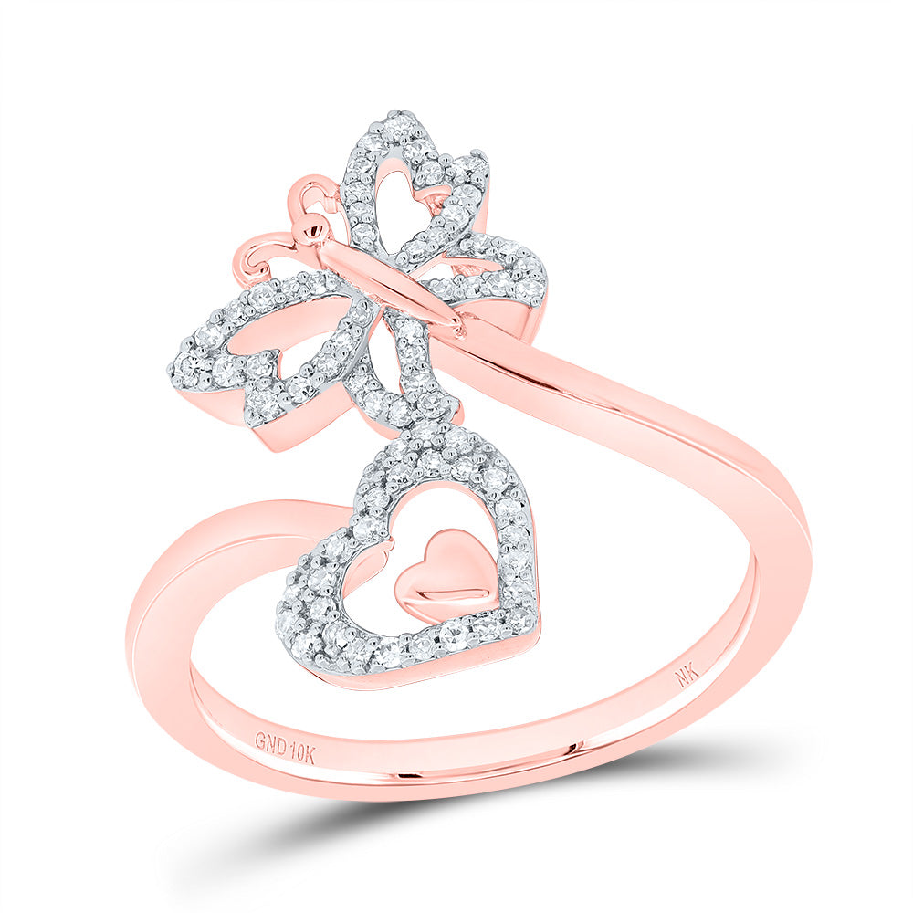 1/5CTW-NAT DIA NK BUTTERFLY HEART RING 7 Daisy Joyeria