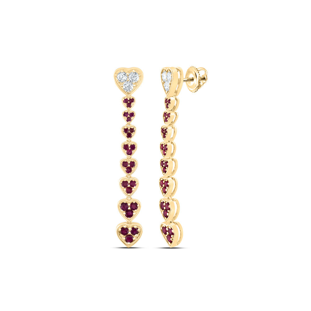 1/3CTW-NAT DIA ANA M 7/8CTW RD-RU NAT GEM HEART DANGLING EARRING Daisy Joyeria