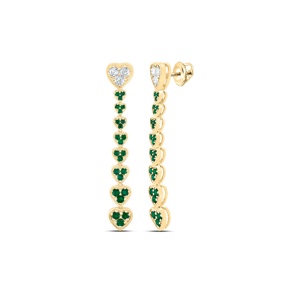 1/3CTW-NAT DIA ANA M 5/8CTW RD-EM NAT GEM HEART DANGLING EARRING Daisy Joyeria