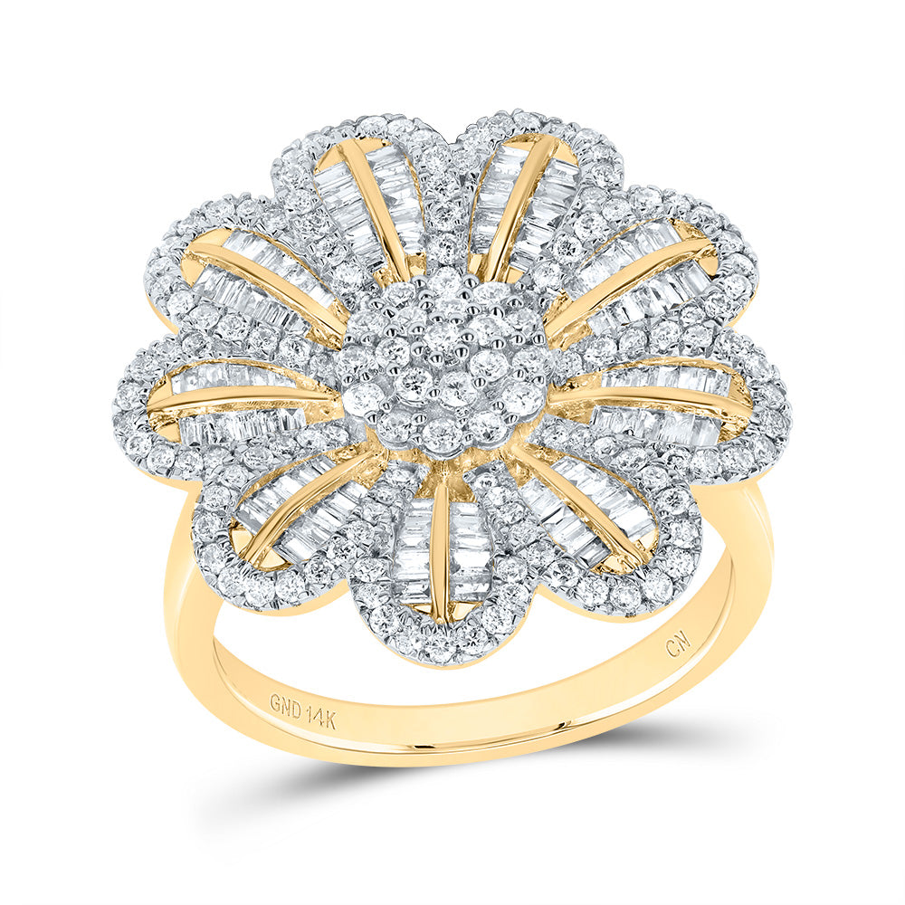 1CTW-NAT DIA CN FASHION FLOWER RING 7 Daisy Joyeria